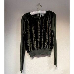 Carlisle Keyhole Pullover Sweater Womens Medium Black Long Sleeve Elastic Waist